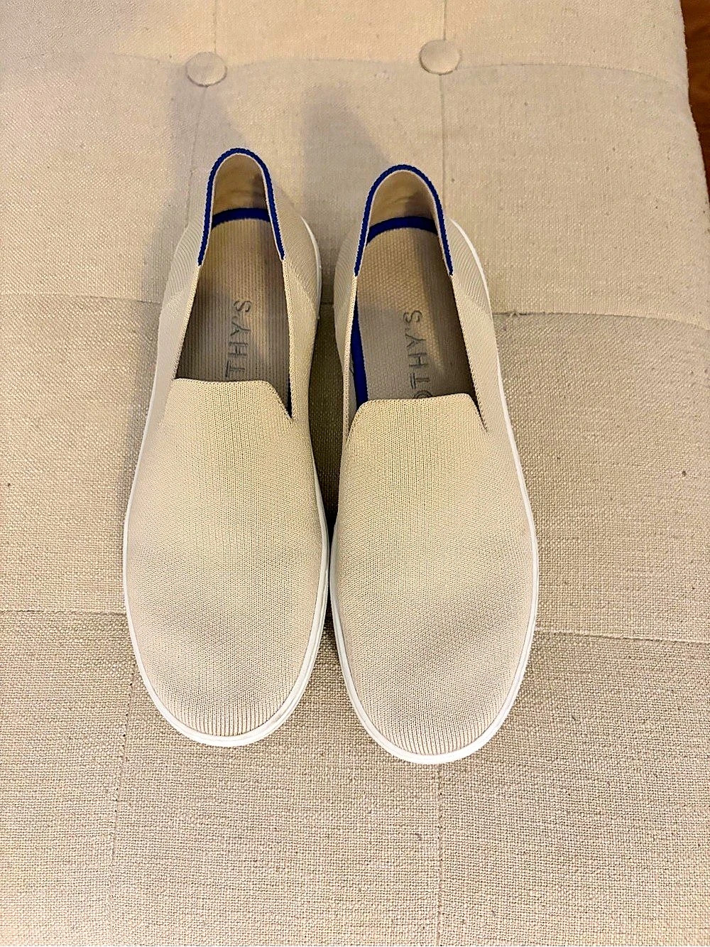 Rothy's The Original Slip On Sneaker Cream & Blue US 8.5
